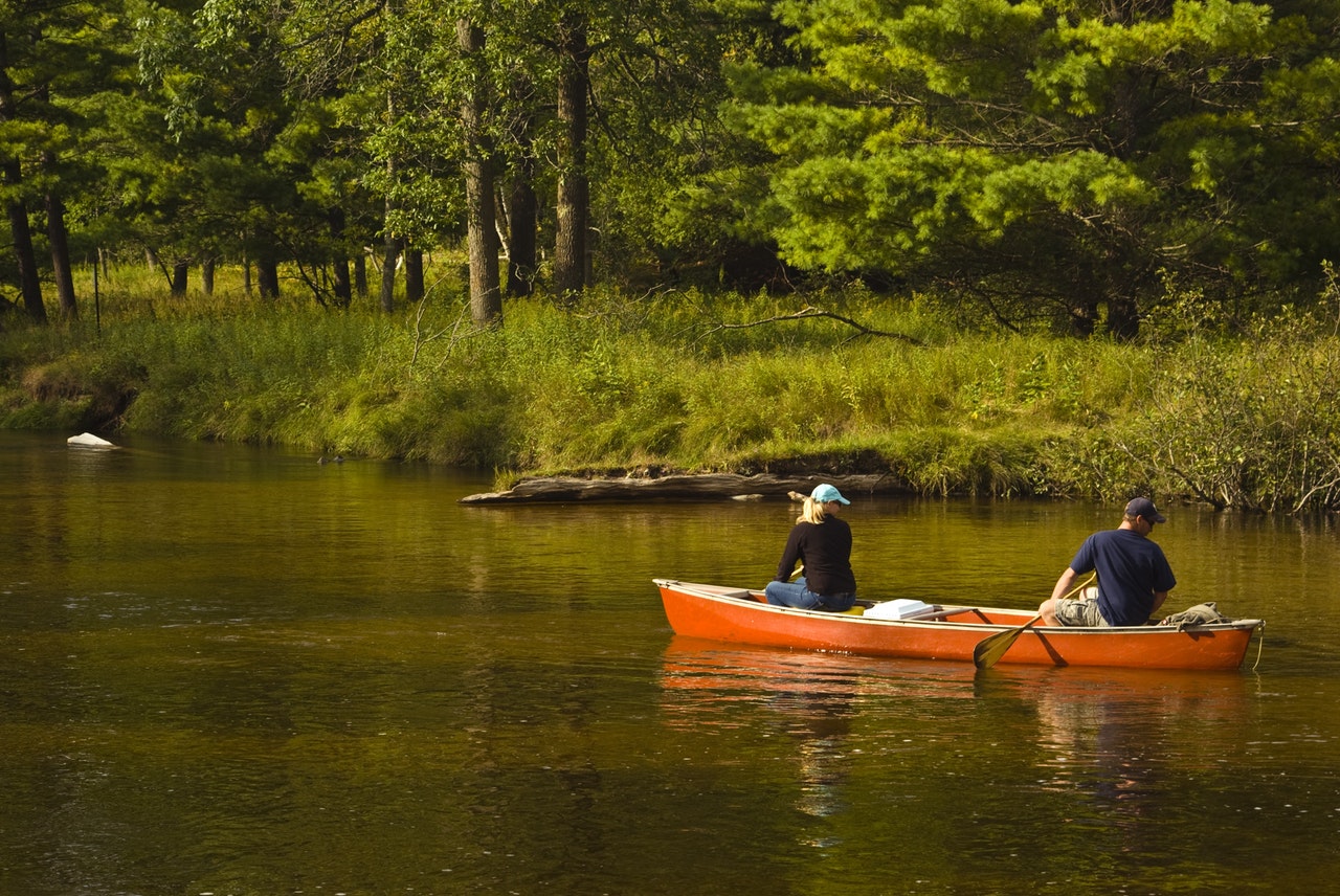 Couple in a canoe on the water